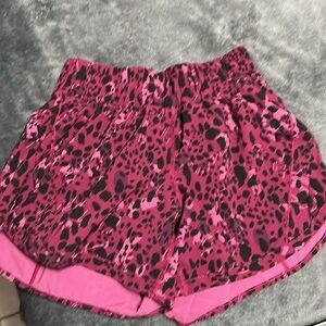 Pink Leopard Print Athletic Shorts